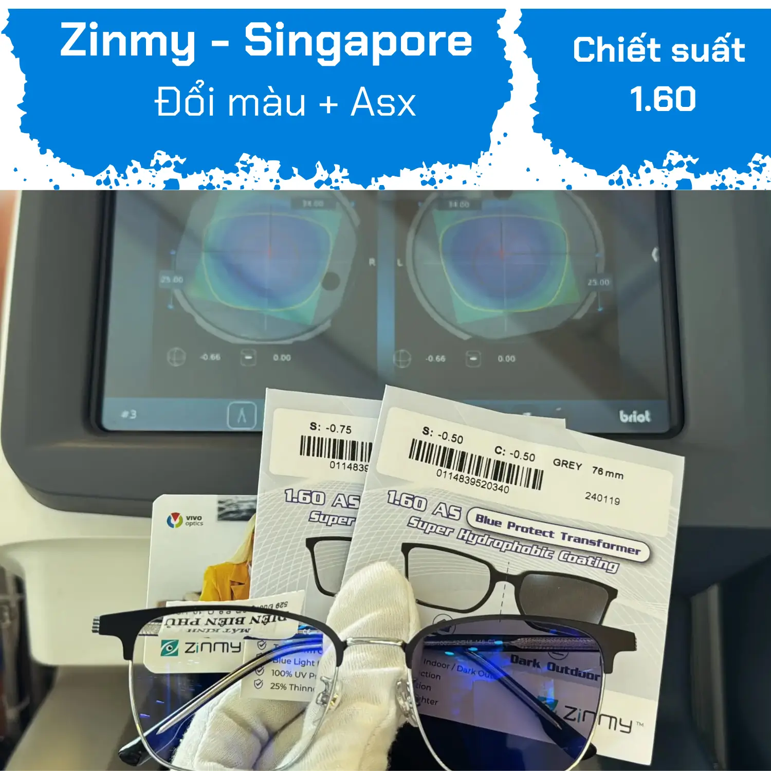 Tròng Đổi Màu Chống Asx Zinmy 1.60 Transformer