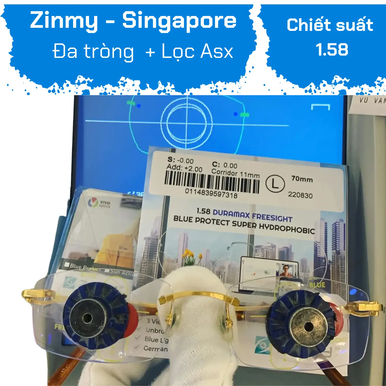 Đa Tròng Chống Bể Freeform Tầm Nhìn Rộng Zinmy 1.58